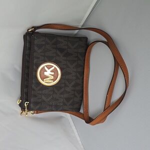 EUC Michael Kors Black and Brown Crossbody Bag